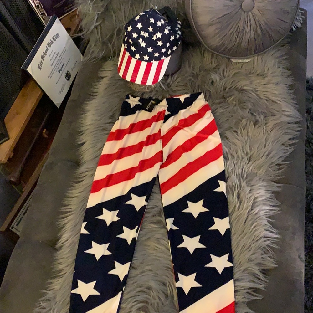 American Flag Leggings and matching hat